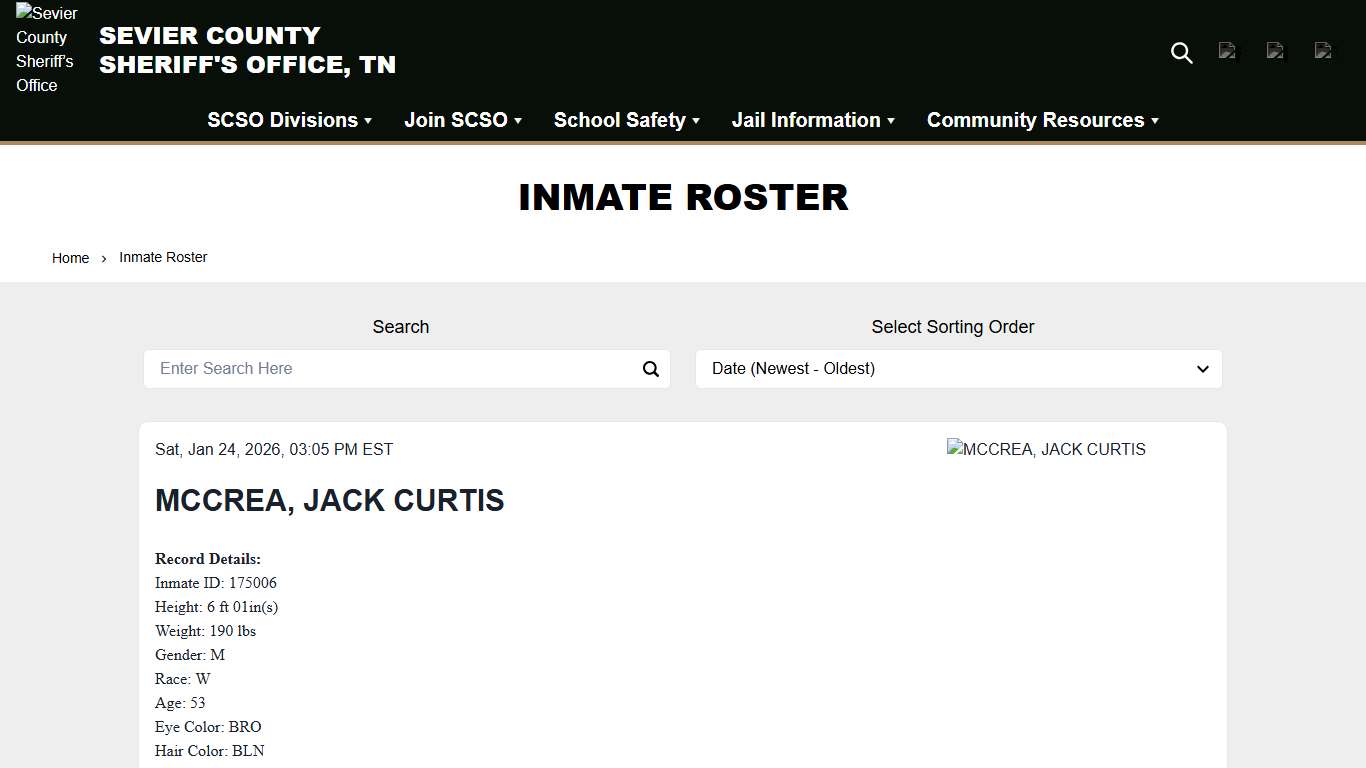 Inmate Roster Sevier County Sheriff’s Office